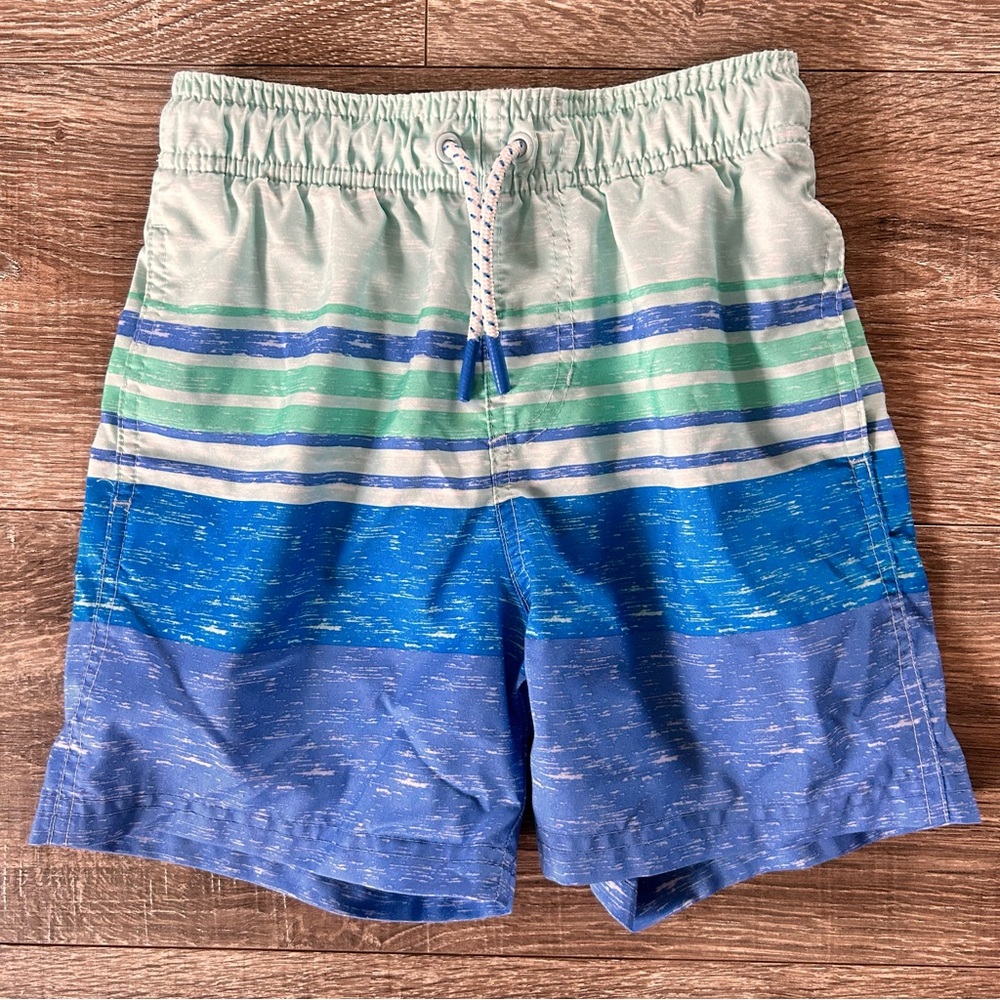 Cat & Jack blue striped boys swim trunks size 6/7